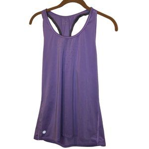 athleta GORGEOUS PLUM lavender purple racer back work out top EUC heart S